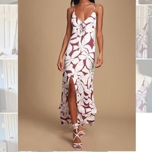 O'Neill Ryder Purple Tropical Print Maxi Dress